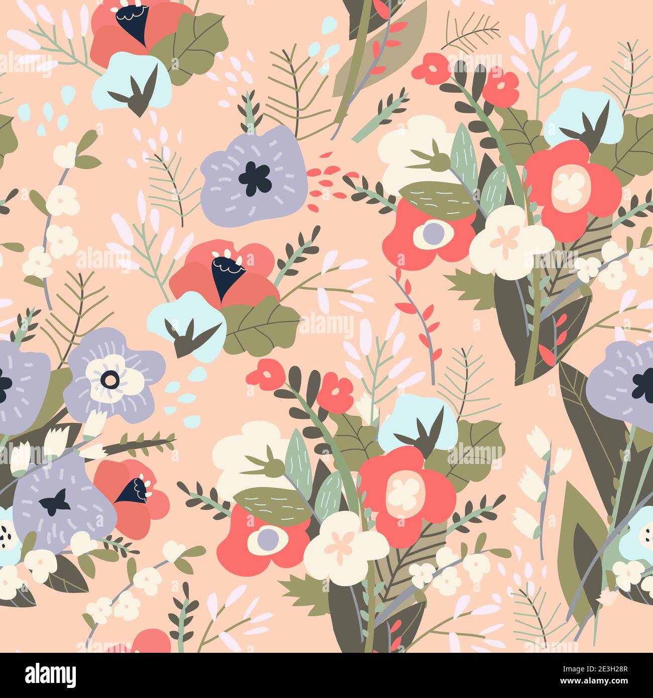 Motif sans couture de bouquets de fleurs de printemps Illustration de Vecteur