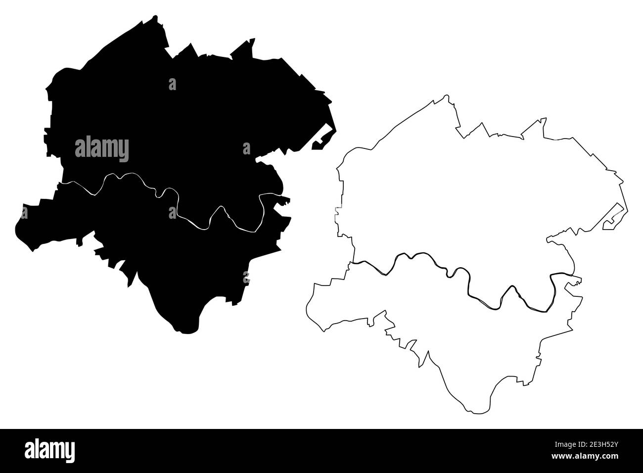 Roanoke City County, Commonwealth of Virginia (ville indépendante, comté des États-Unis, États-Unis d'Amérique, États-Unis, États-Unis) carte illustration vectorielle, scribb Illustration de Vecteur