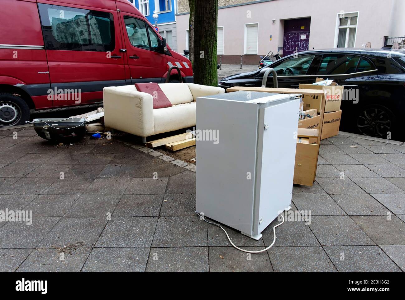 Déchets de rue à Berlin Banque D'Images