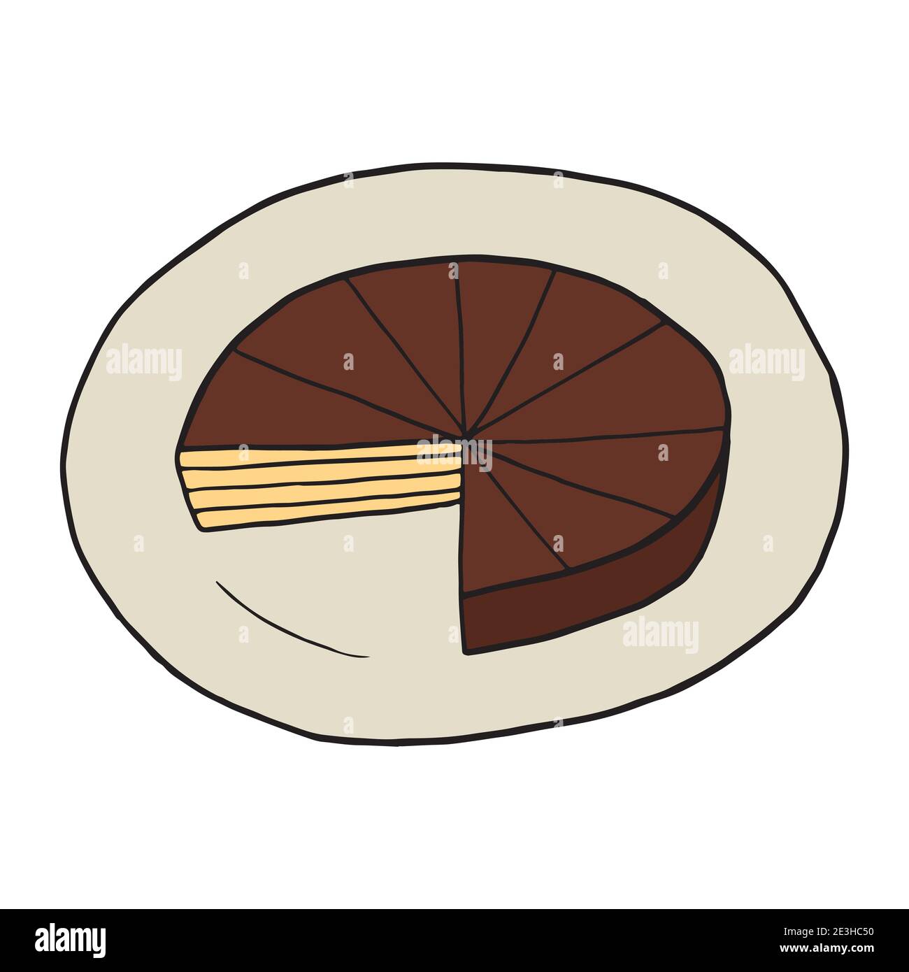 Imprimé à la main de l'anteur vectoriel. Torte bavaroise. Dessert allemand. Design sketch élément pour menu café, restaurant, étiquette et emballage. Illustration de Vecteur