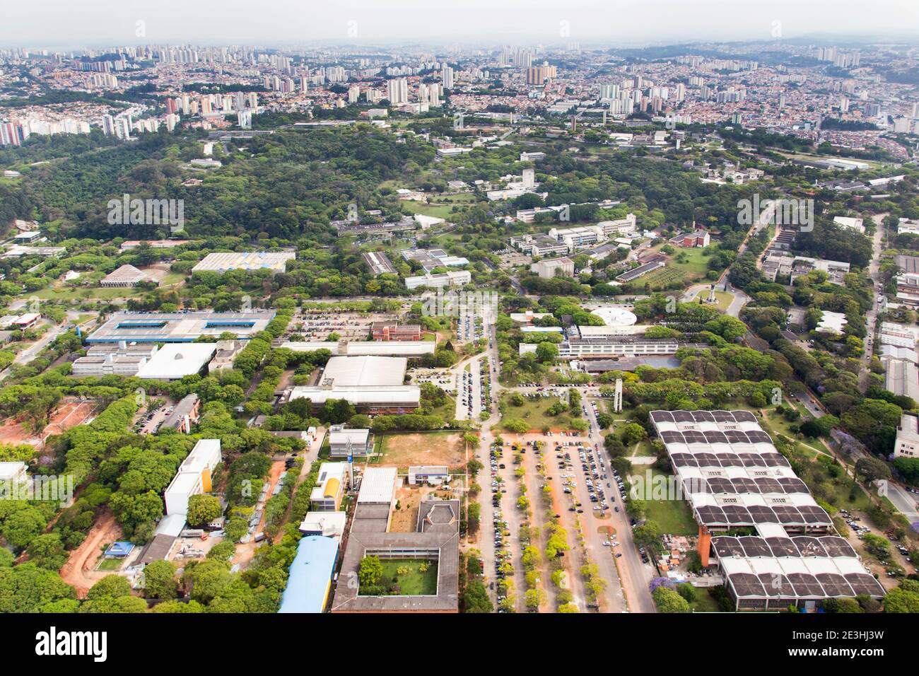 Vue aérienne du campus de l'Université de São Paulo - Brésil - Escola Politécnica Banque D'Images