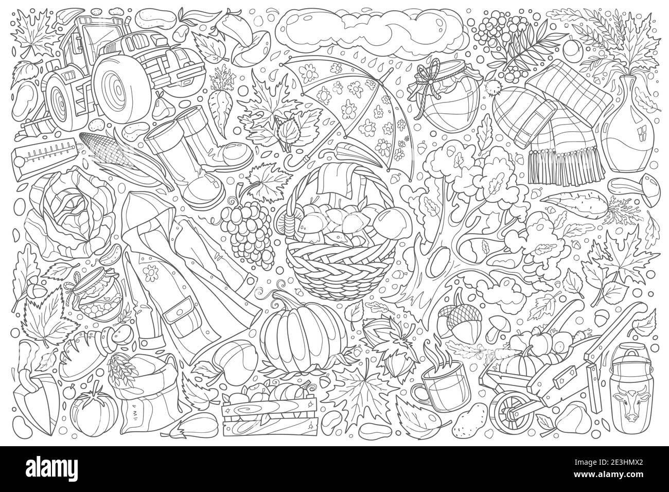 Dessin à la main de l'ensemble de doodle d'automne vecteur illustration arrière-plan Illustration de Vecteur