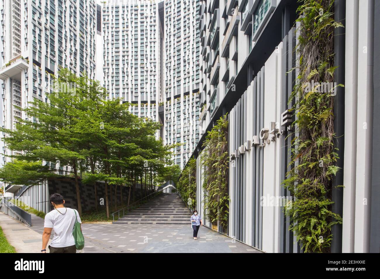 Aménagement paysager et architecture en milieu urbain. Singapour Banque D'Images