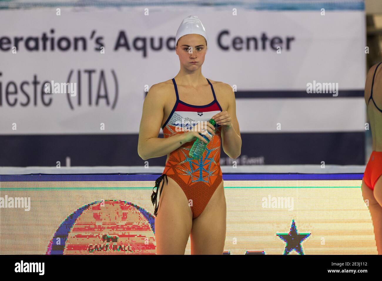 TRIESTE, ITALIE - JANVIER 19 : Brigitte Sleeking des pays-Bas pendant la formation des pays-Bas au tournoi de qualification des Jeux Olympiques de Polo d'eau pour femmes au Centre aquatique Bruno Bianchi le 19 janvier 2021 à Trieste, Italie (photo de Marcel ter Bals/Orange Pictures/BSR Agency/Getty Images)*** Légende locale *** Brigitte Sleeking Banque D'Images