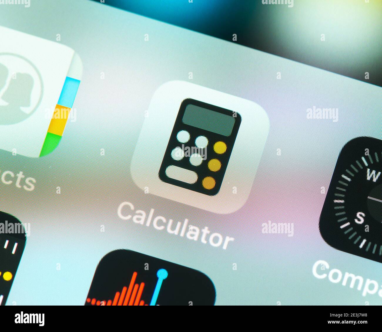 Icône de l'application Calculatrice sur l'écran de l'iPhone d'Apple Banque D'Images