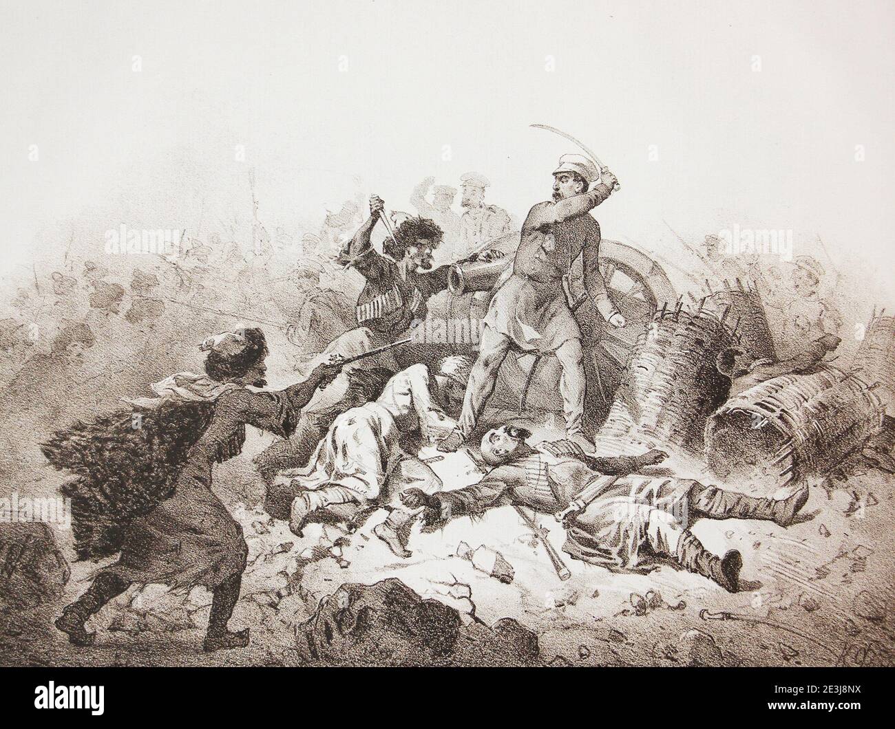 Le dernier exploit du lieutenant-colonel Bibanov. Gravure 1878. Banque D'Images