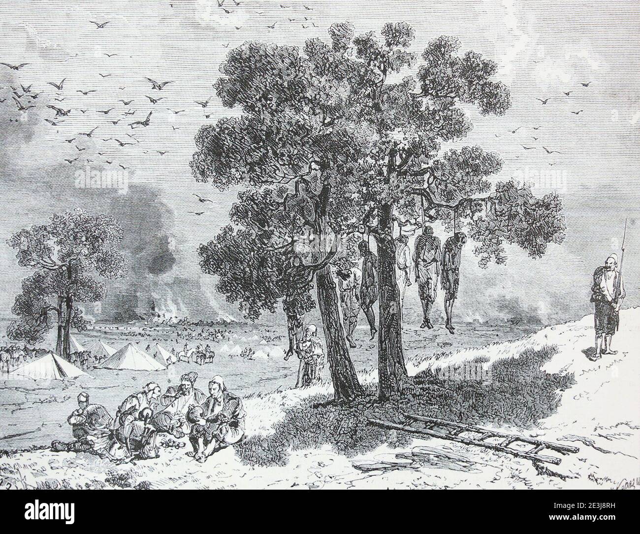 Camp turc pendant la guerre russo-turque 1877-1878. Gravure de 1878. Banque D'Images