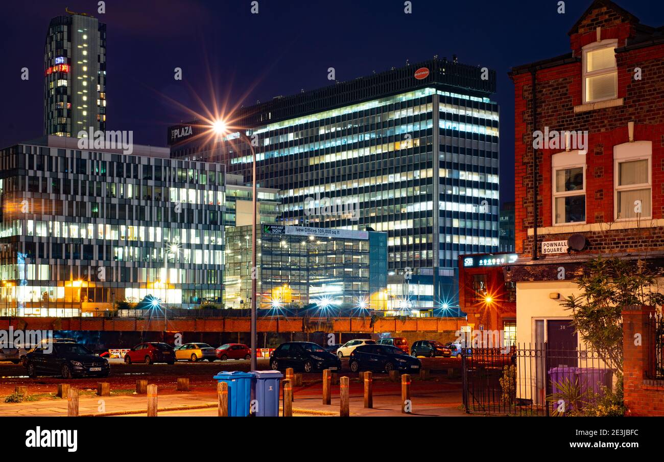 Pownall Square et Pall Mall, Liverpool, pris en mars 2019. Numéro 4, place Saint-Paul et l'ancien J.M. Centrer au centre et à gauche de l'image. Banque D'Images