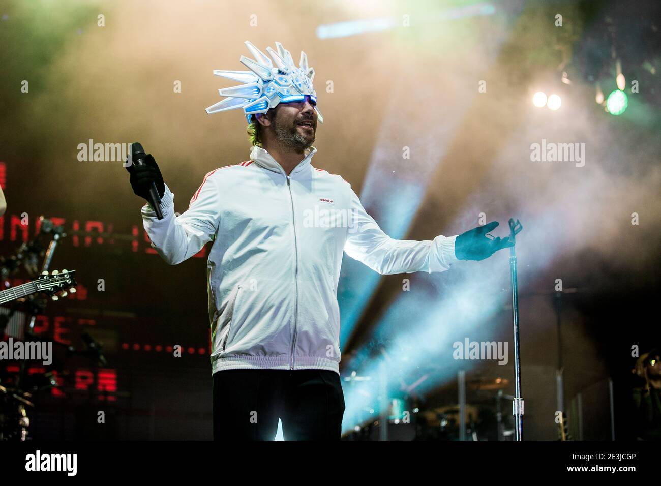 Skanderborg, Danemark. 09e, août 2017. Le groupe britannique Funkk Jamiroquai donne un concert pendant le festival de musique danois SmukFest 2017 à Skanderborg. Ici, le chanteur et compositeur Jay Kay est vu en direct sur scène. (Crédit photo: Gonzales photo - Lasse Lagoni). Banque D'Images