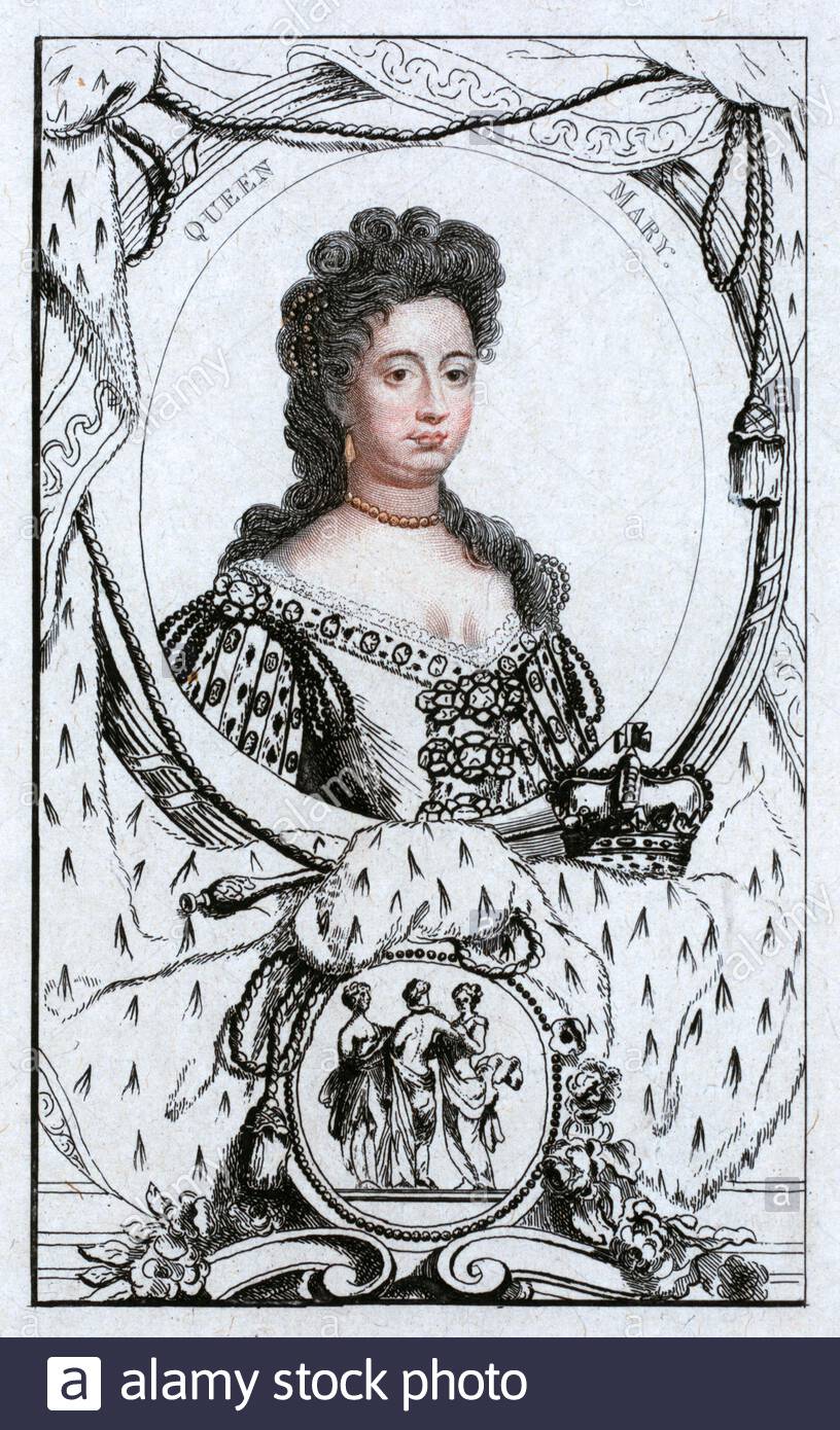 Mary II, 1662 – 1694, fut reine d'Angleterre, d'Écosse et d'Irlande, co-régnant avec le roi Guillaume III d'Angleterre et d'Irlande, II d'Écosse, de 1689 jusqu'à sa mort, illustration ancienne de 1886 Banque D'Images