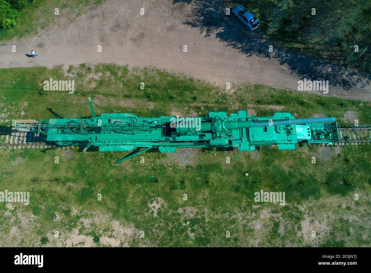 KRASNOFLOTSK, RUSSIE - 06 JUIN 2019 : vue du dessus du support de rail d'artillerie TM-3-12 de 305 mm par une journée ensoleillée d'été. Fort 'Krasnaya Gorka' (Alekseevsky), L. Banque D'Images