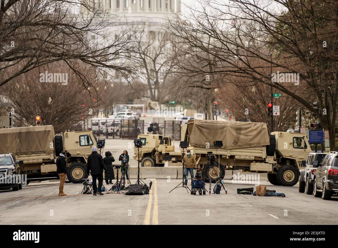 Washington DC, États-Unis - 17 janvier 2021: ABC News ancrage et l'équipage se sont mis en place pour signaler à Washington DC États-Unis Banque D'Images