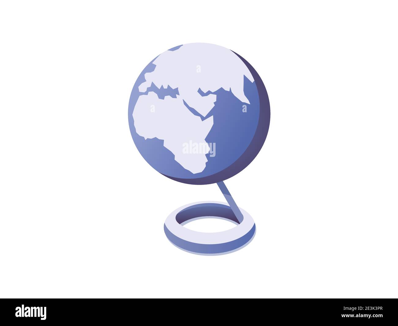Globe terrestre de bureau avec des océans bleus isolés sur un fond blanc. Illustration de Vecteur