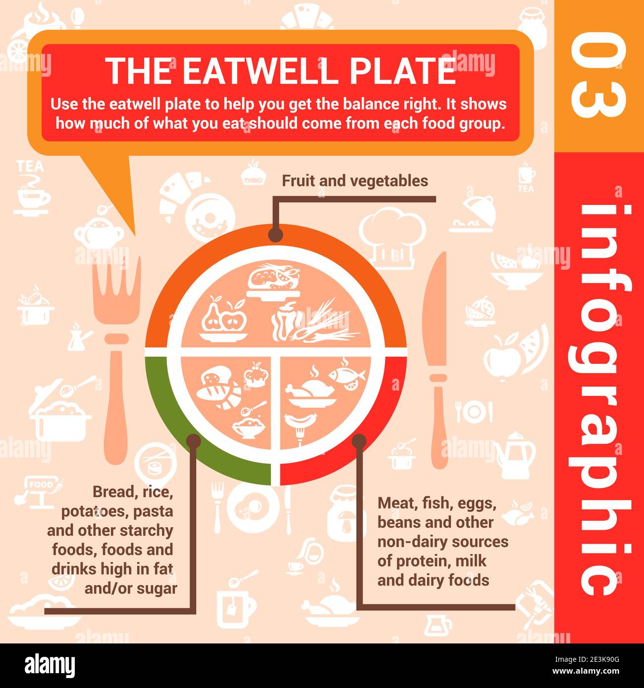Colorfull concept d'aliments sains éléments et icônes de l'infographie. Illustration de Vecteur