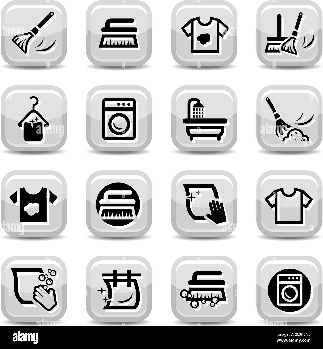 Kit d'icônes de nettoyage et de lavage pour le Web et le mobile. Tous les éléments sont regroupés. Illustration de Vecteur