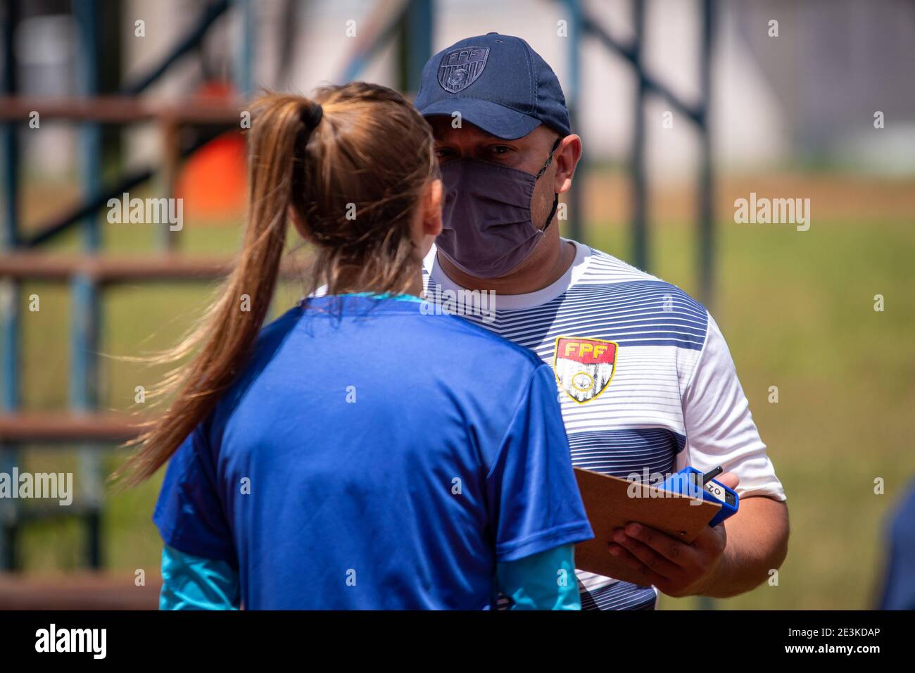 JUNDIAÍ, SP - 19.01.2021: TESTICULES FÍSICOS DA ARBITRAGEM DA FPF - Premier jour de tests physiques chez Arbitragem Paulista de Futebol, FPF. Des évaluations sont en cours au complexe sportif Dr. Nicolino de Luca, Bolão, à Jundiaí, São Paulo. Le 19 janvier 2021. D'ici samedi, environ 400 arbitres et assistants, entre hommes et femmes, seront transmis. (Photo: Bruno Ruas/Fotoarena) Banque D'Images