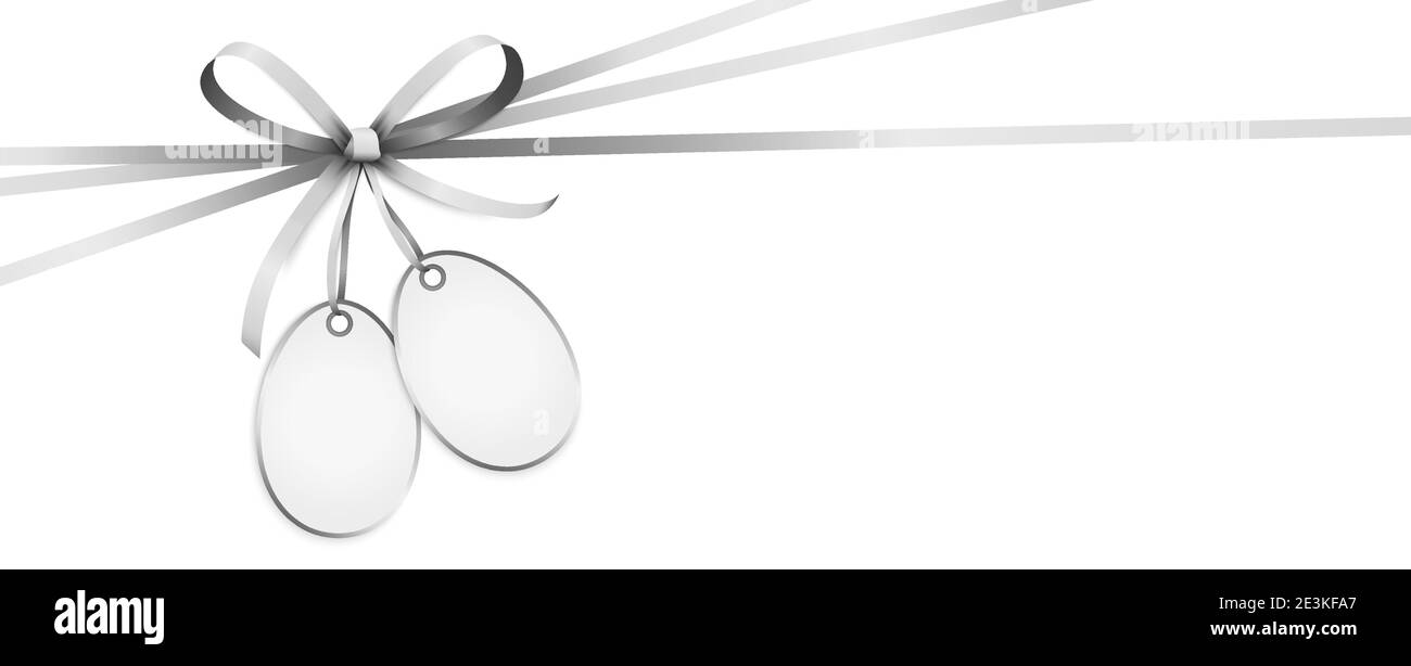 EPS 10 illustration vectorielle d'un noeud en ruban de couleur argent et d'un bracelet cadeau avec pendentif isolé sur fond blanc Illustration de Vecteur