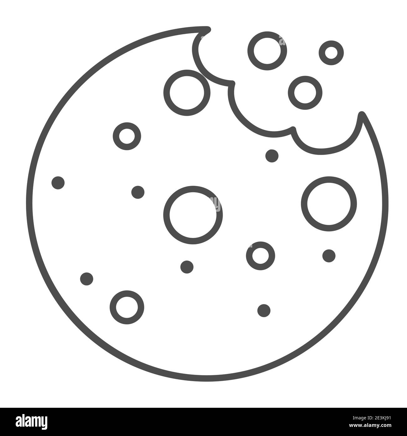 Biscuits savoureux avec une icône de fil d'Ariane mince, concept de boulangerie, enseigne Biscuit sur fond blanc, icône de cookie de chocolat dans le style de contour pour le concept mobile Illustration de Vecteur