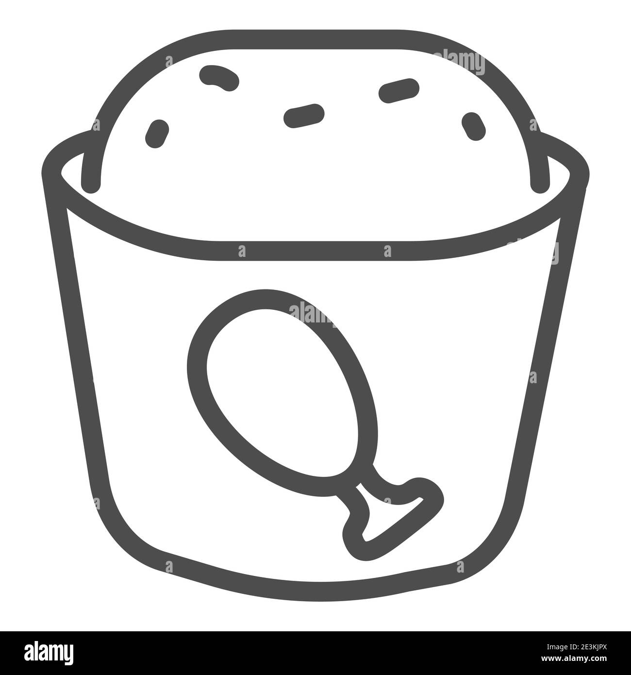 Icône de ligne de muffin de viande, concept de boulangerie, cupcake avec signe de poulet sur fond blanc, icône de muffin de restauration rapide dans le style de contour pour le concept mobile et Illustration de Vecteur