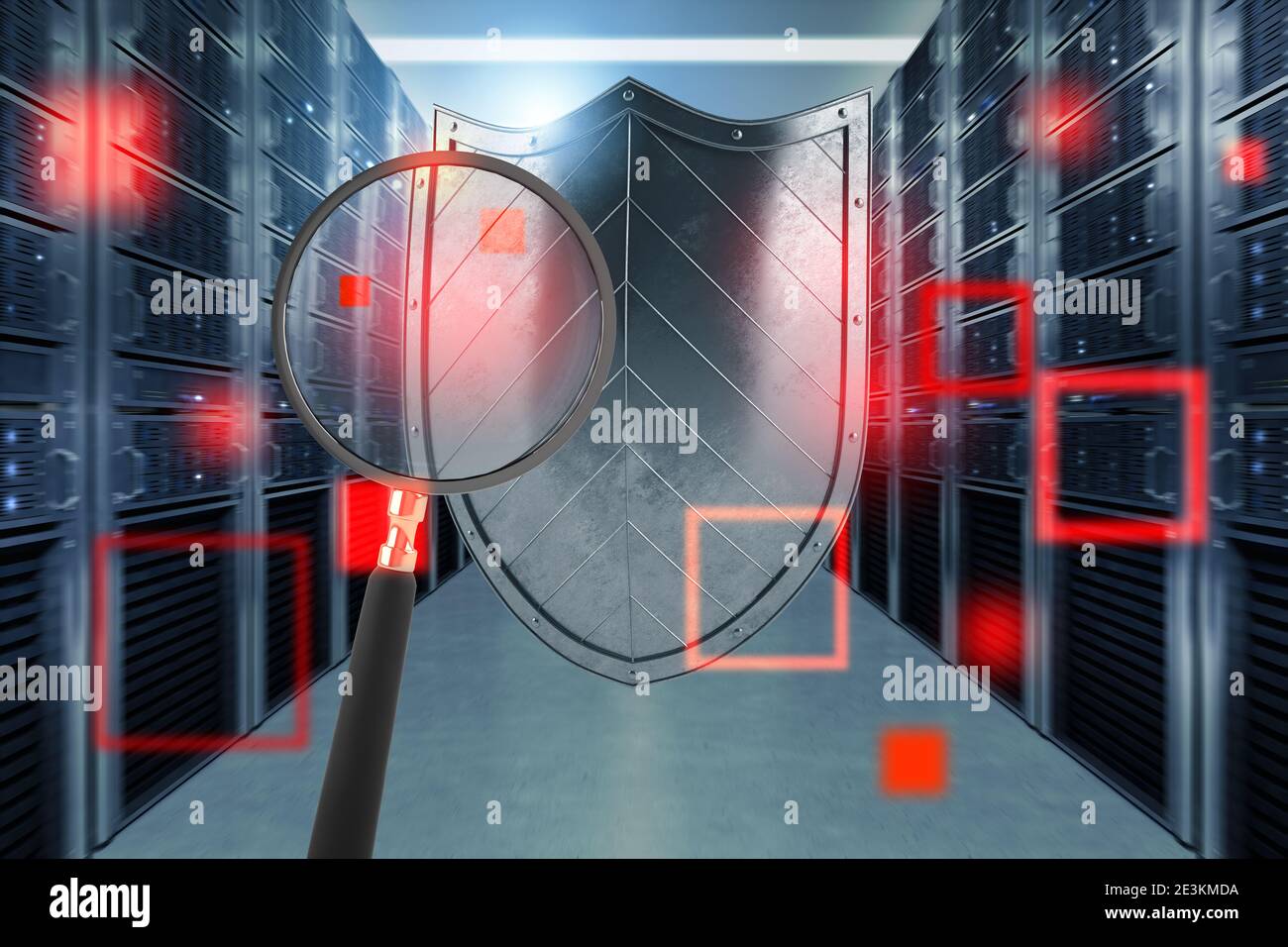 Concept de sécurité dans un centre de données avec le serveur de base de données Banque D'Images