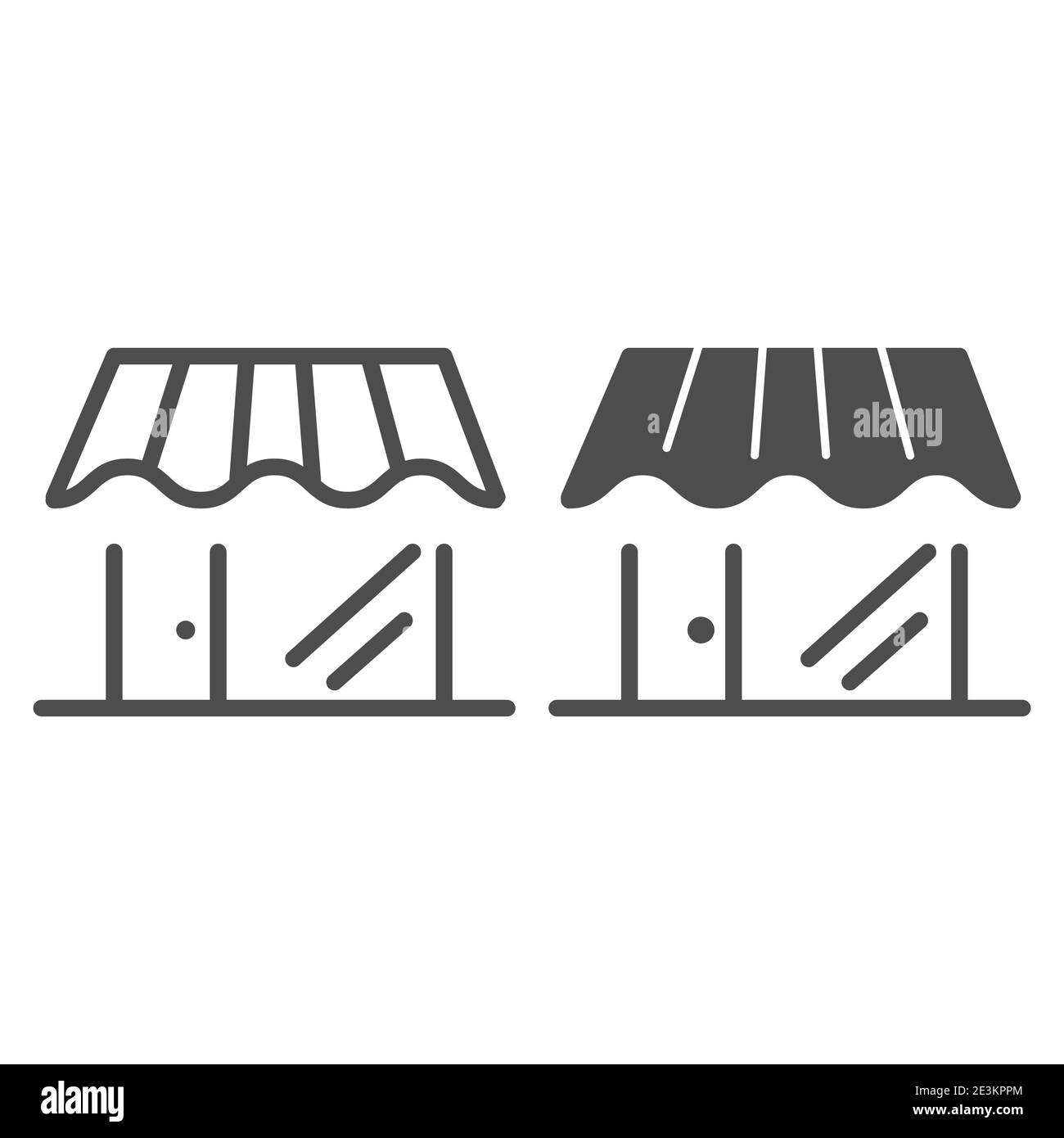 Ligne de façade de magasin et icône solide, concept de boulangerie, enseigne de bâtiment de boulangerie sur fond blanc, icône de magasin de pain dans le style de contour pour le concept mobile Illustration de Vecteur