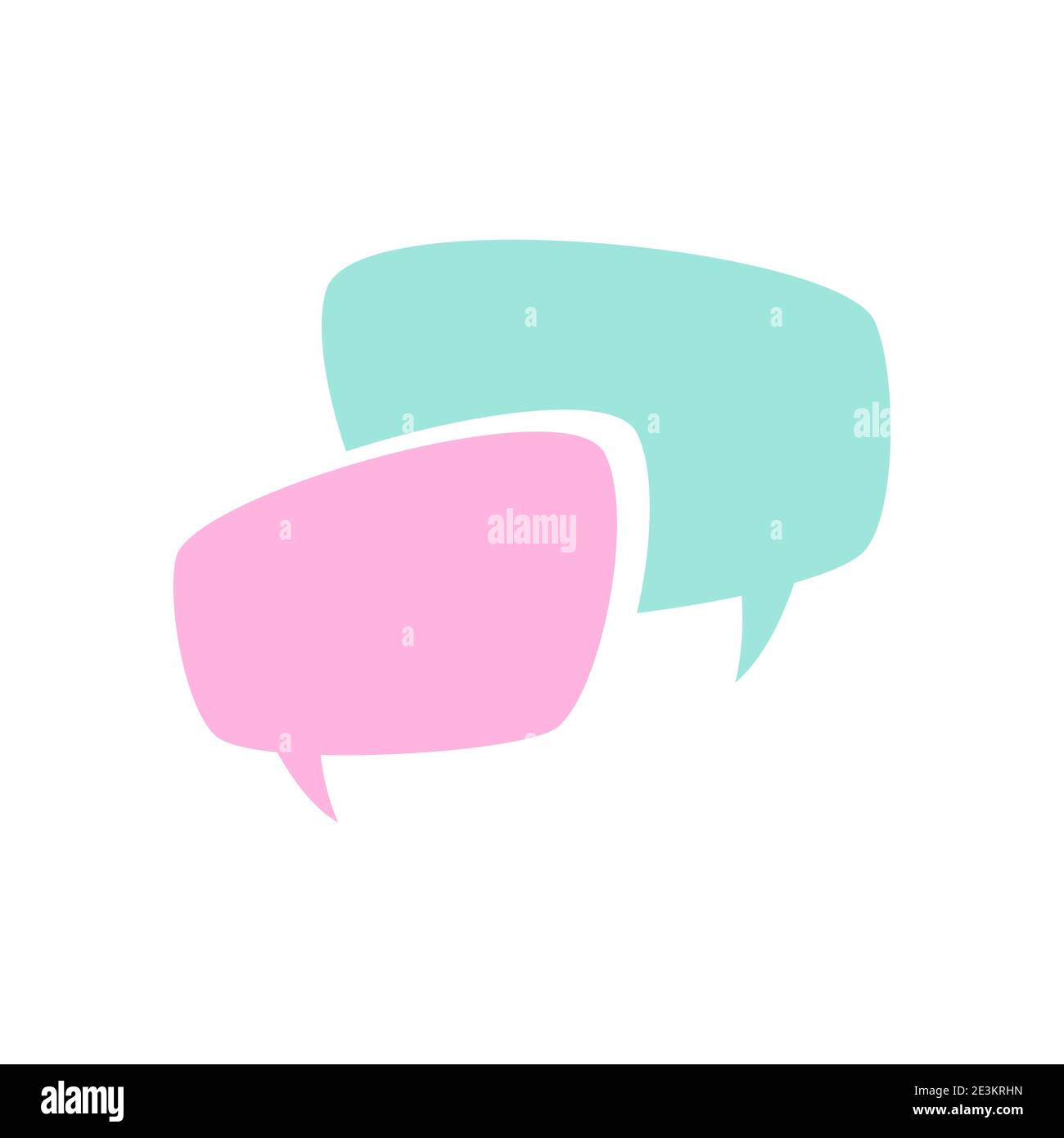 deux bulles de conversation isolées sur fond blanc. Icône de vecteur plat. Dialogue, forum, symbole de message. Conclusion, communication, image de l'éducation. Illustration de Vecteur