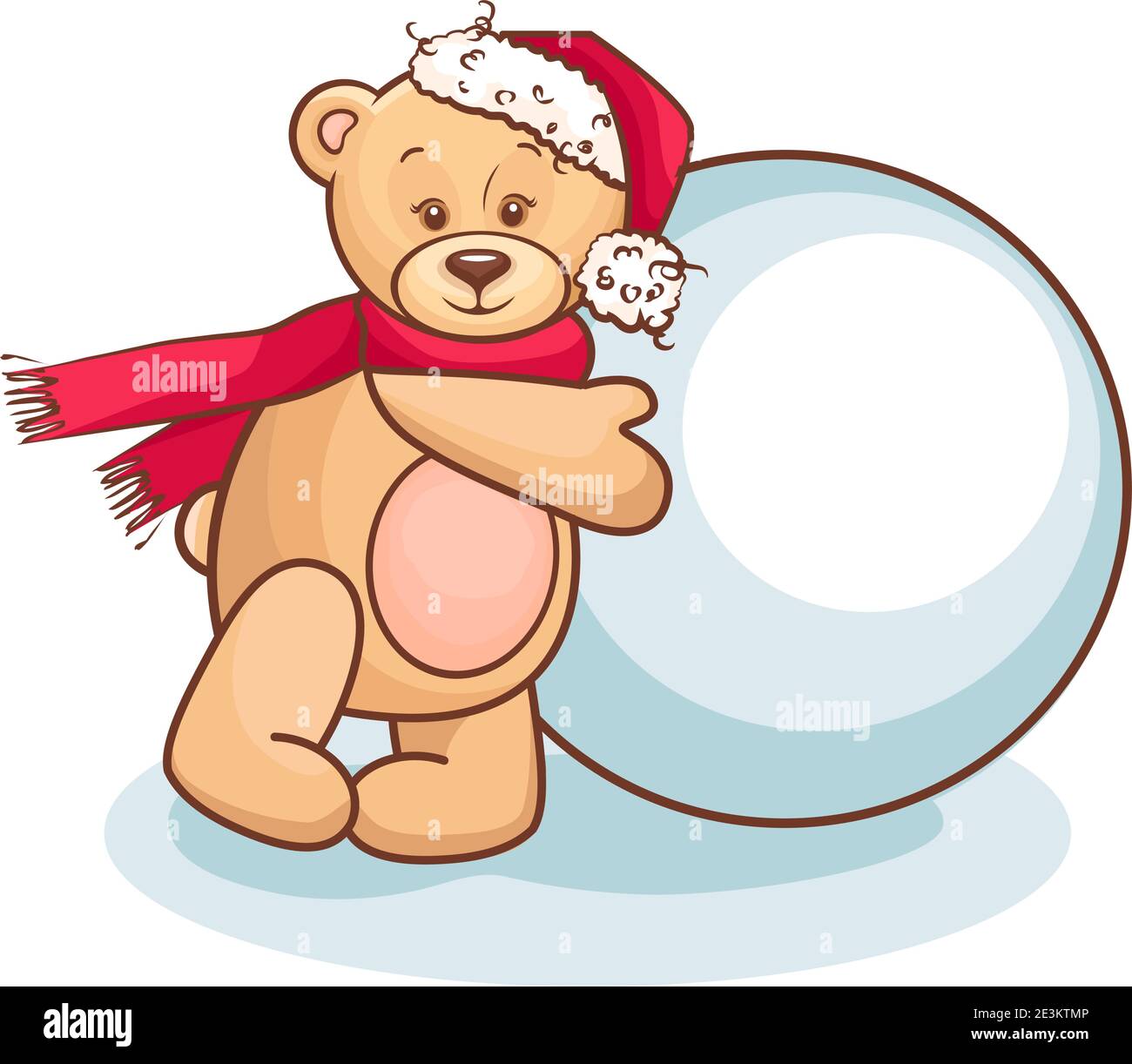 Jolie illustration de l'ours en peluche de Noël et du Snowball, pour le motif Noël. Illustration de Vecteur