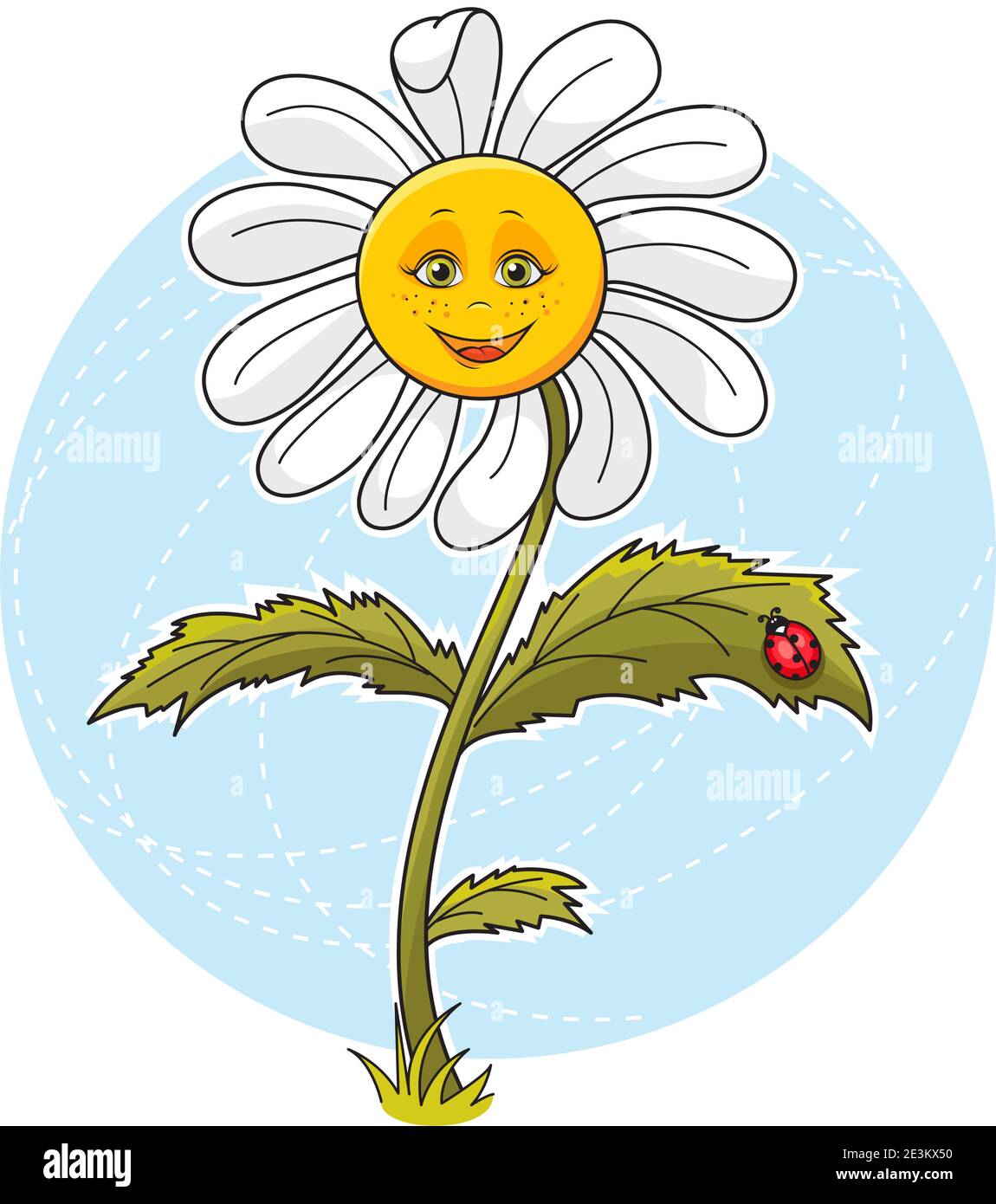 Illustration de dessin animé d'une jolie fleur de pâquerette. Illustration de Vecteur