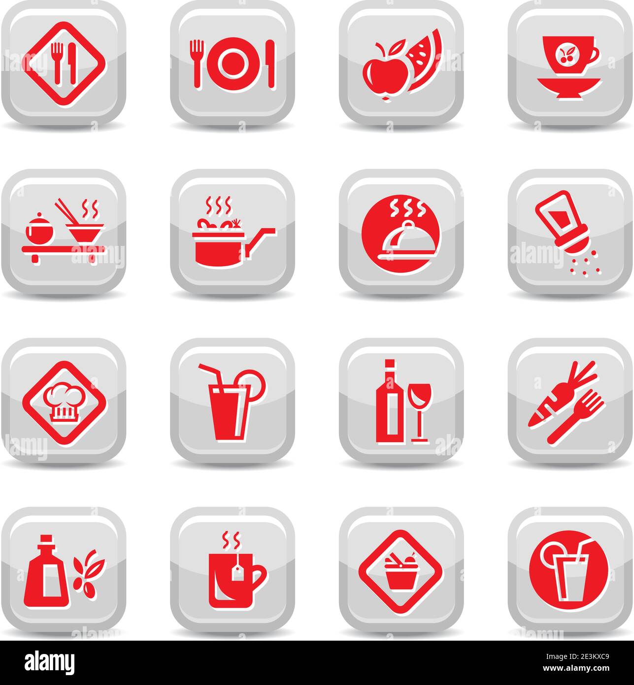 Icône de nourriture définie pour le Web et le mobile. Tous les éléments sont regroupés. Illustration de Vecteur