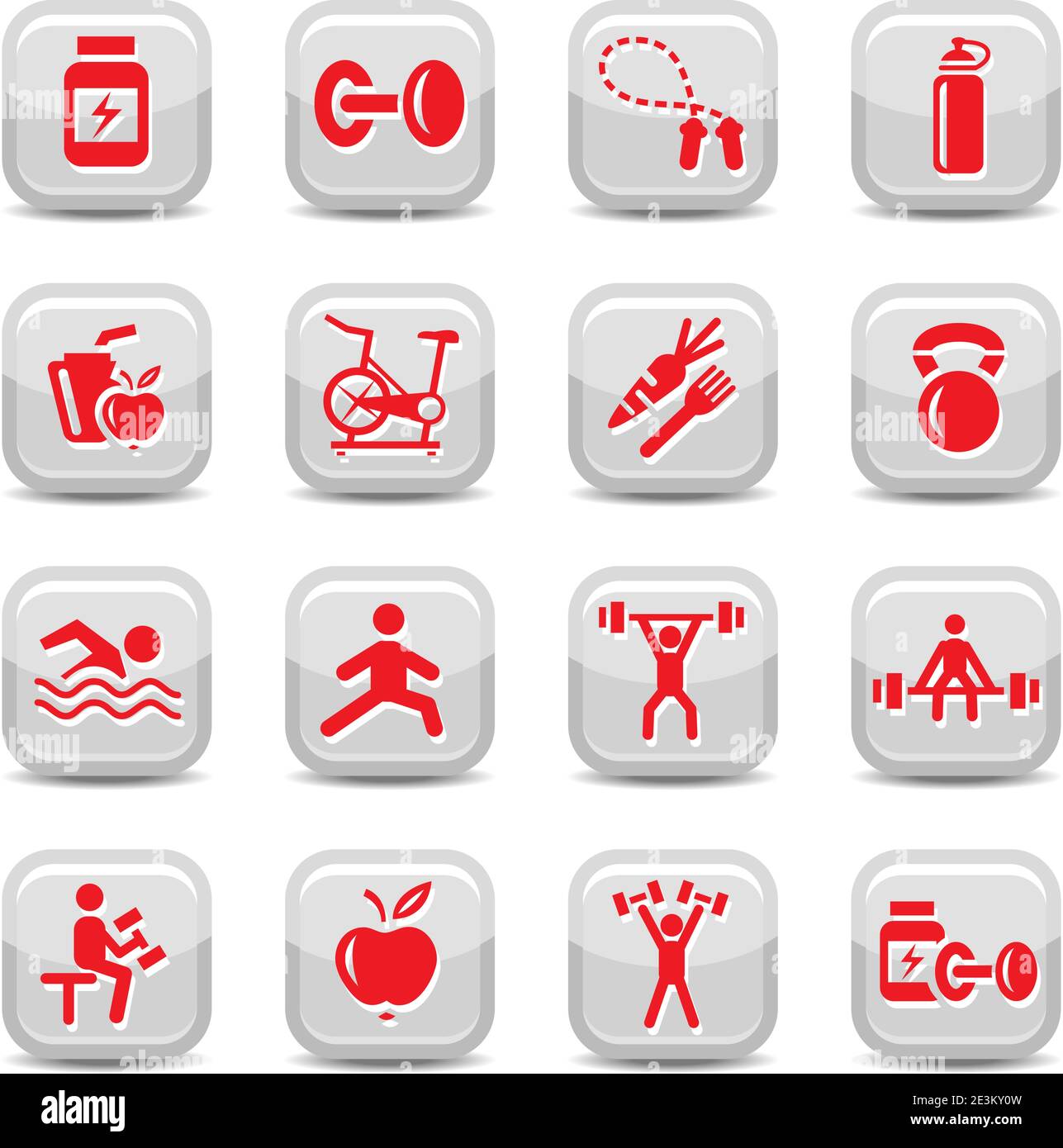 Ensemble d'icônes Vector Bodybuilding et Fitness pour le Web et les mobiles. Tous les éléments sont regroupés. Illustration de Vecteur