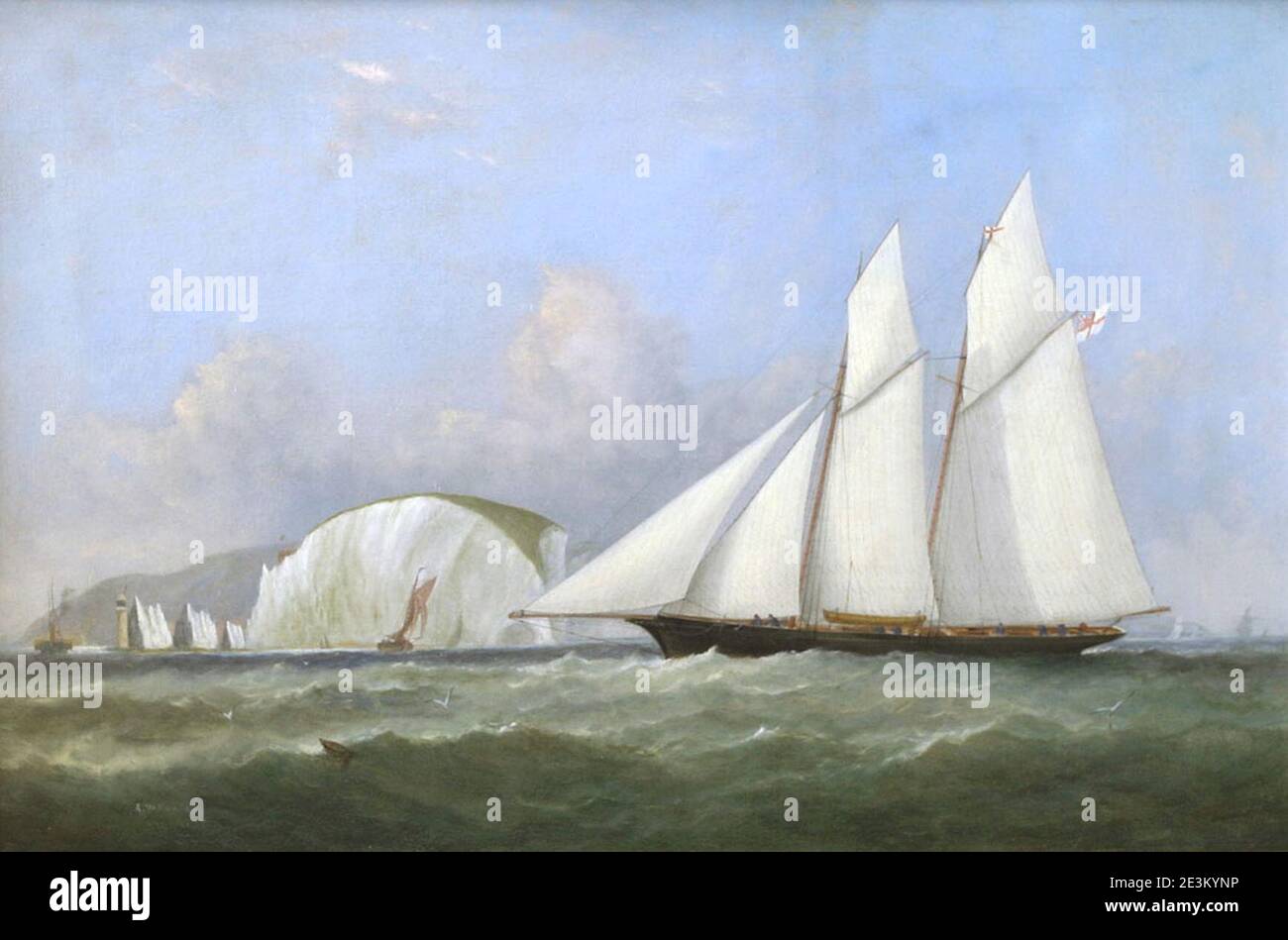 Marquis de la Schooner Lady Evelyn d'Ailsa, au large des aiguilles, île de Wight, par Arthur Wellington Fowles 6572. Banque D'Images