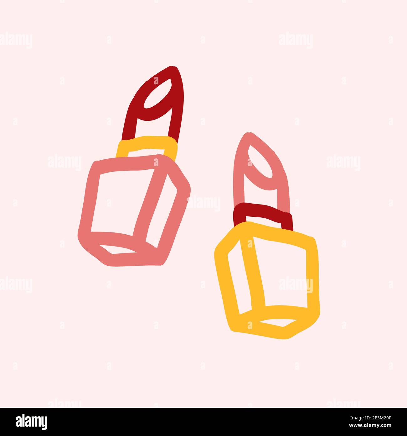 Icône en forme de doodle vector à dessin manuel. Illustration de l'esquisse du rouge à lèvres pour l'impression, le Web, les mobiles et les infographies isolées sur fond rose Illustration de Vecteur