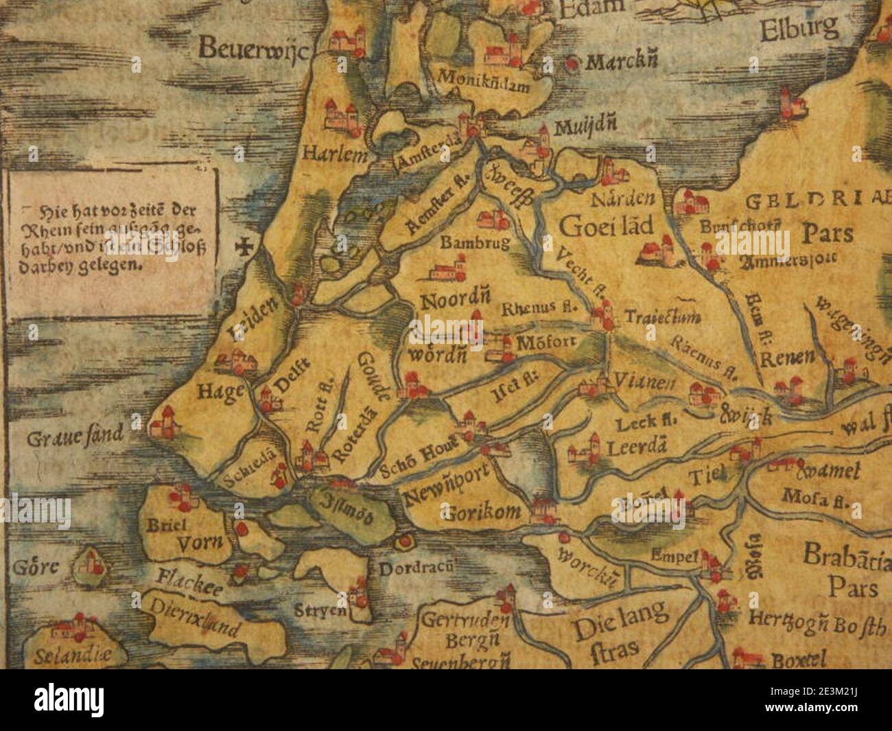 Carte des pays du Benelux (1600) sud. Banque D'Images