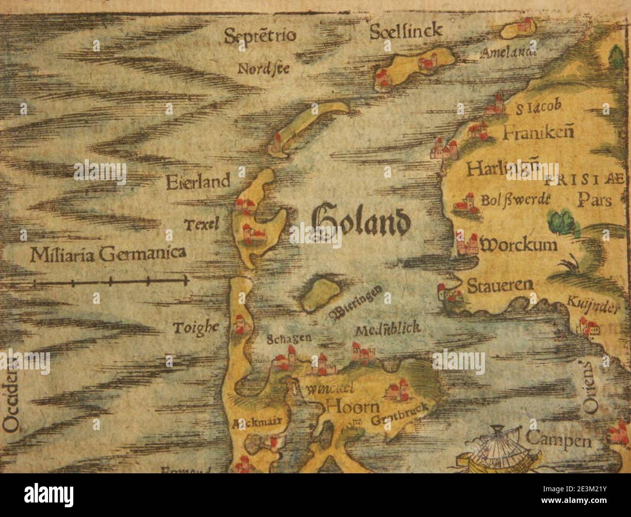 Carte des pays du Benelux (1600) Nord. Banque D'Images