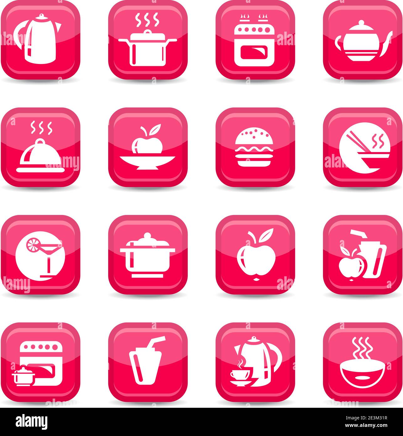 Ensemble d'icônes de cuisine pour le Web et le mobile. Tous les éléments sont regroupés. Illustration de Vecteur