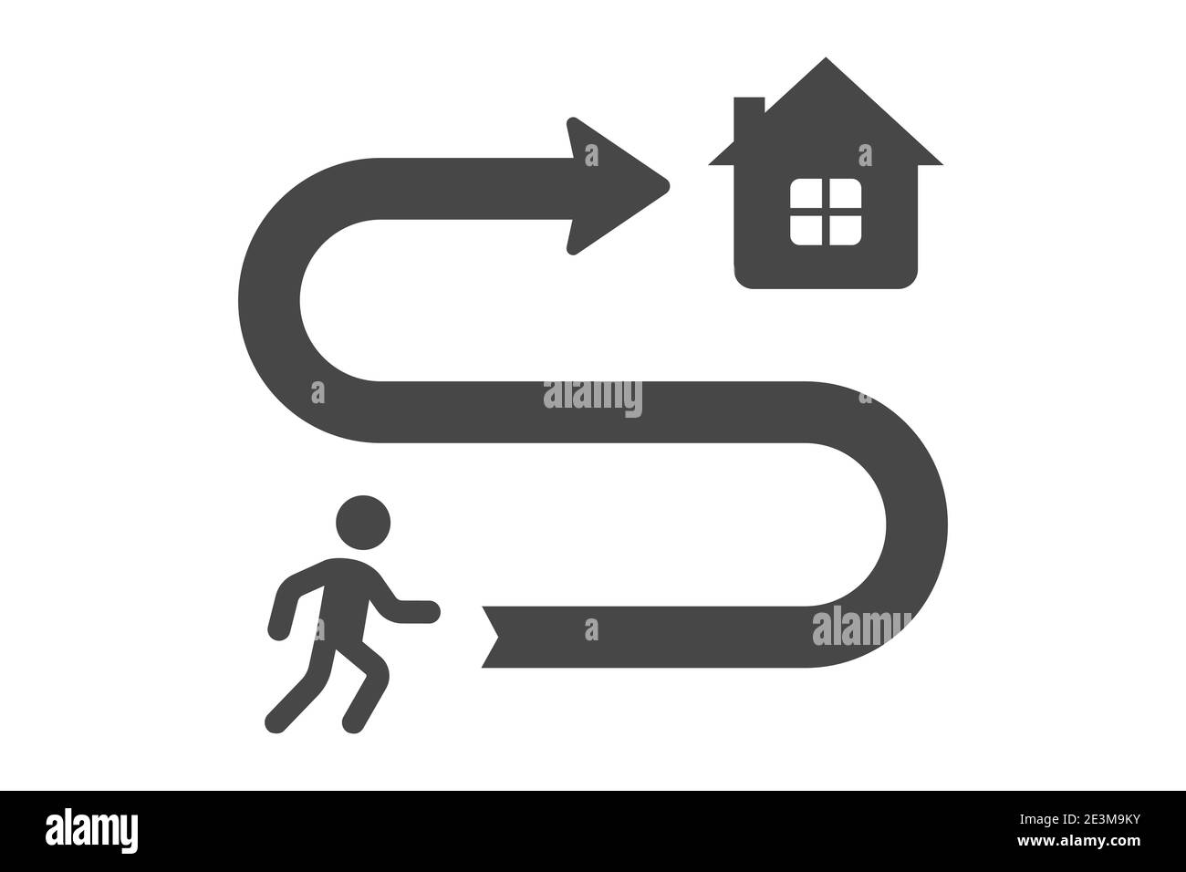 icône d'une route sinueuse vers la maison. itinéraire vers la destination. illustration vectorielle plate. Illustration de Vecteur