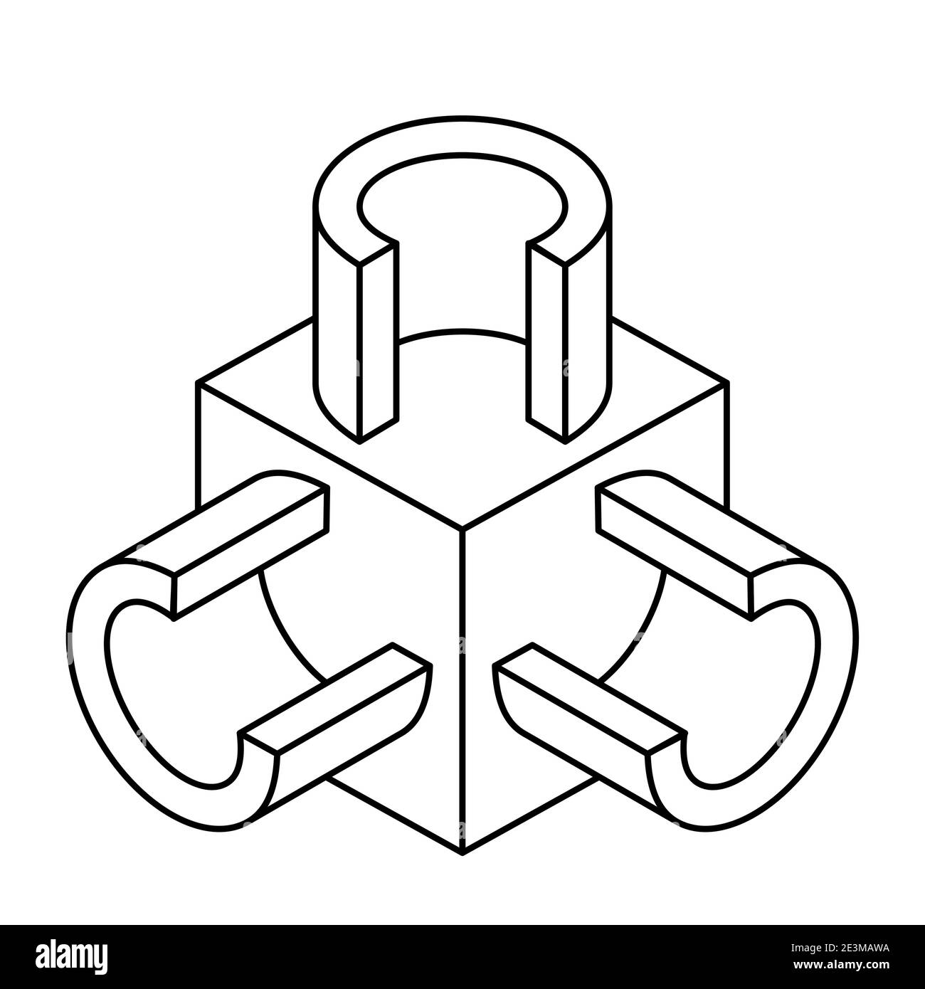 Illustration du raccord de tuyau en T à contour abstrait dans la section Illustration de Vecteur