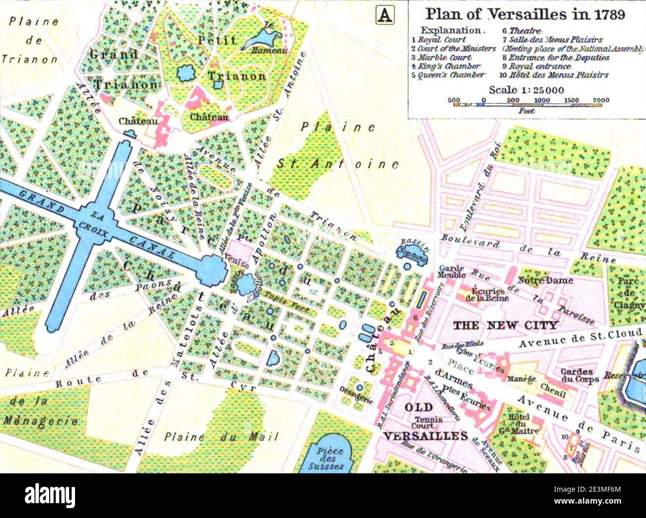 Carte de Versailles en 1789 par William R Shepherd (mort en 1934). Banque D'Images