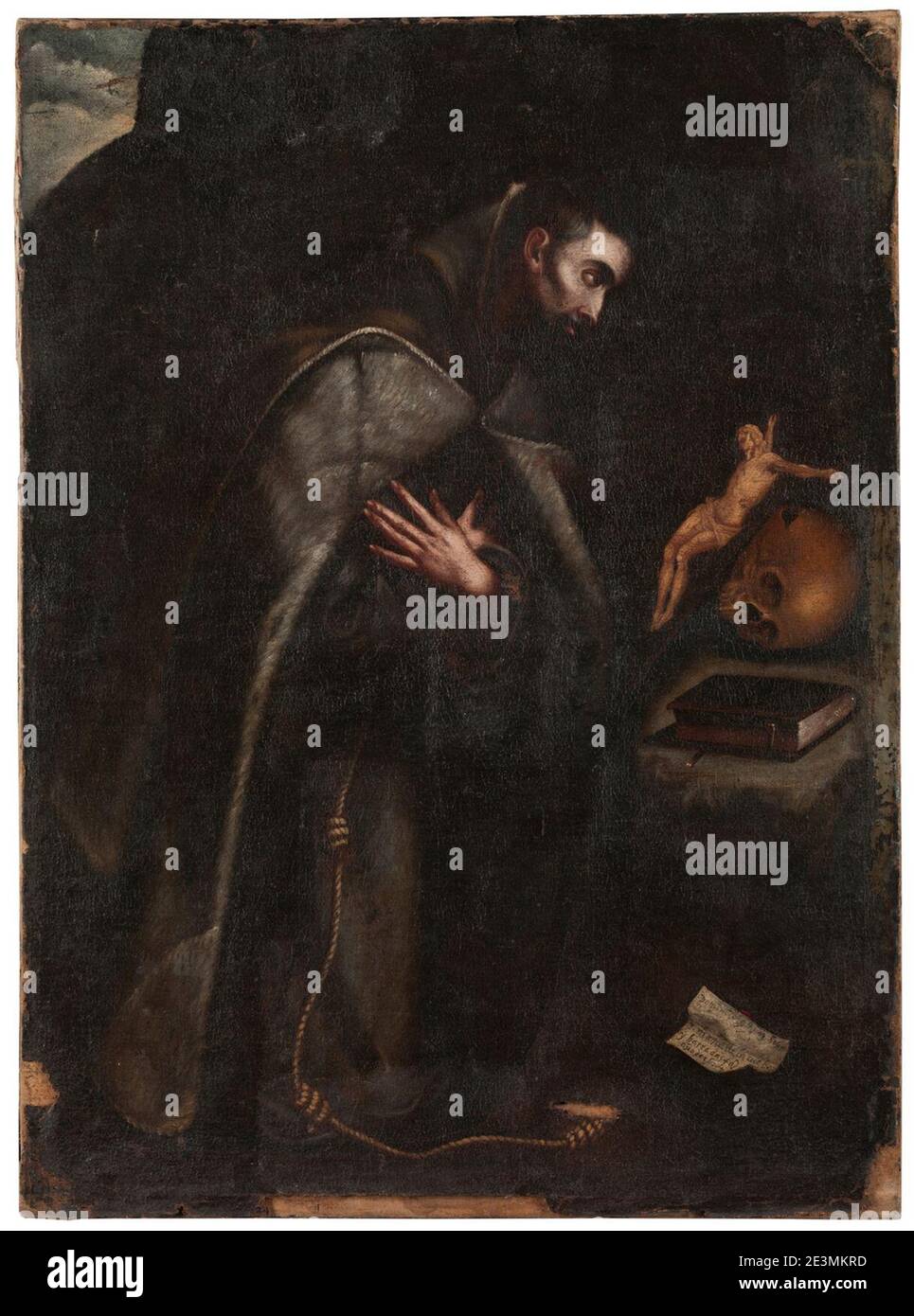 Mariana de la cueva-san-francisco-Arrodillado-en-meditacion. Banque D'Images