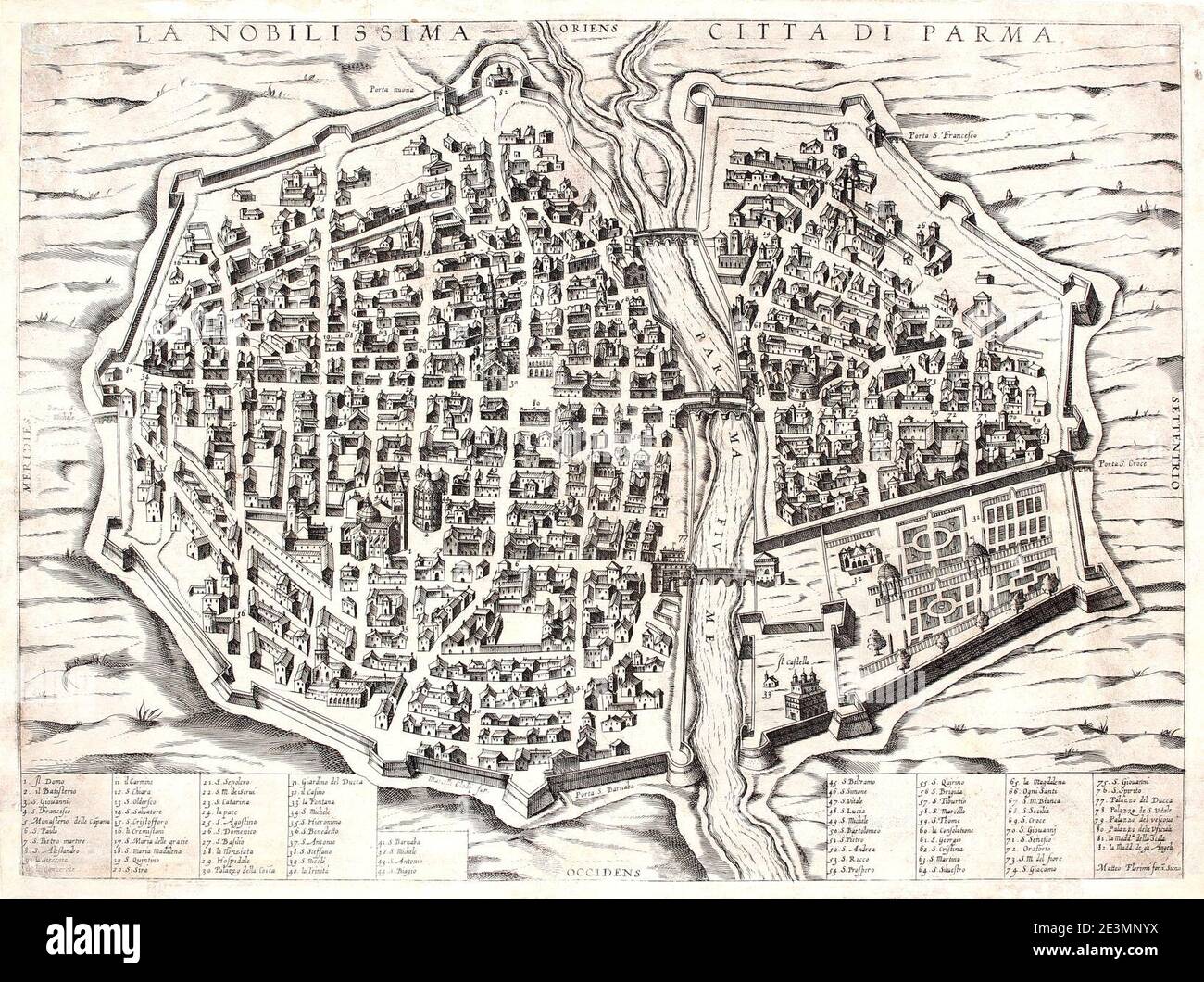 MAPPA di Parme disegnata da Ambrogio Brambilla. Banque D'Images
