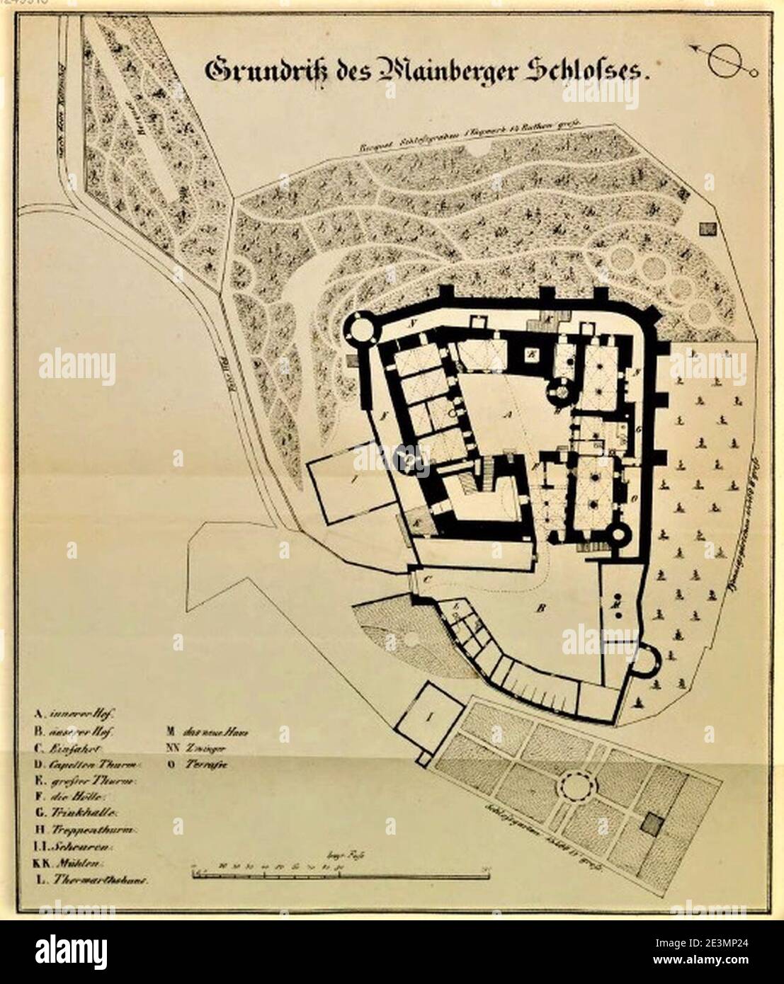 Mainberg Grundriss 1854. Banque D'Images