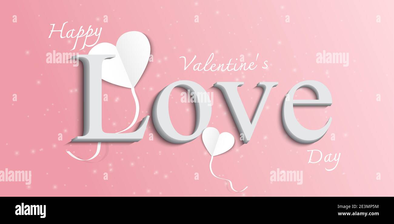 Bonne Saint Valentin.arrière-plan de carte de vœux avec effet texte 3d amour.blanc Style d'art en papier coeurs.Illustration vectorielle.Eps10 Illustration de Vecteur