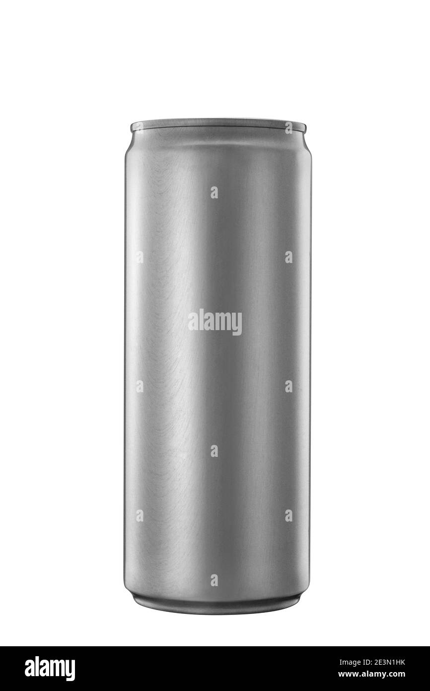 Boîte en aluminium soulée sur blanc Banque D'Images