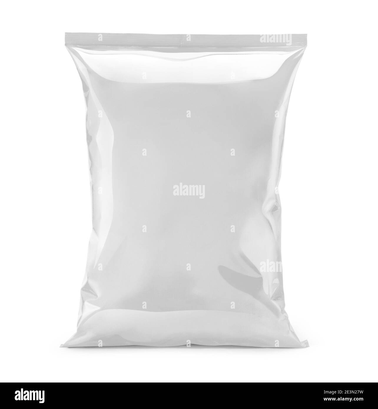 emballage en-cas en sac en plastique blanc ou blanc isolé sur blanc Banque D'Images