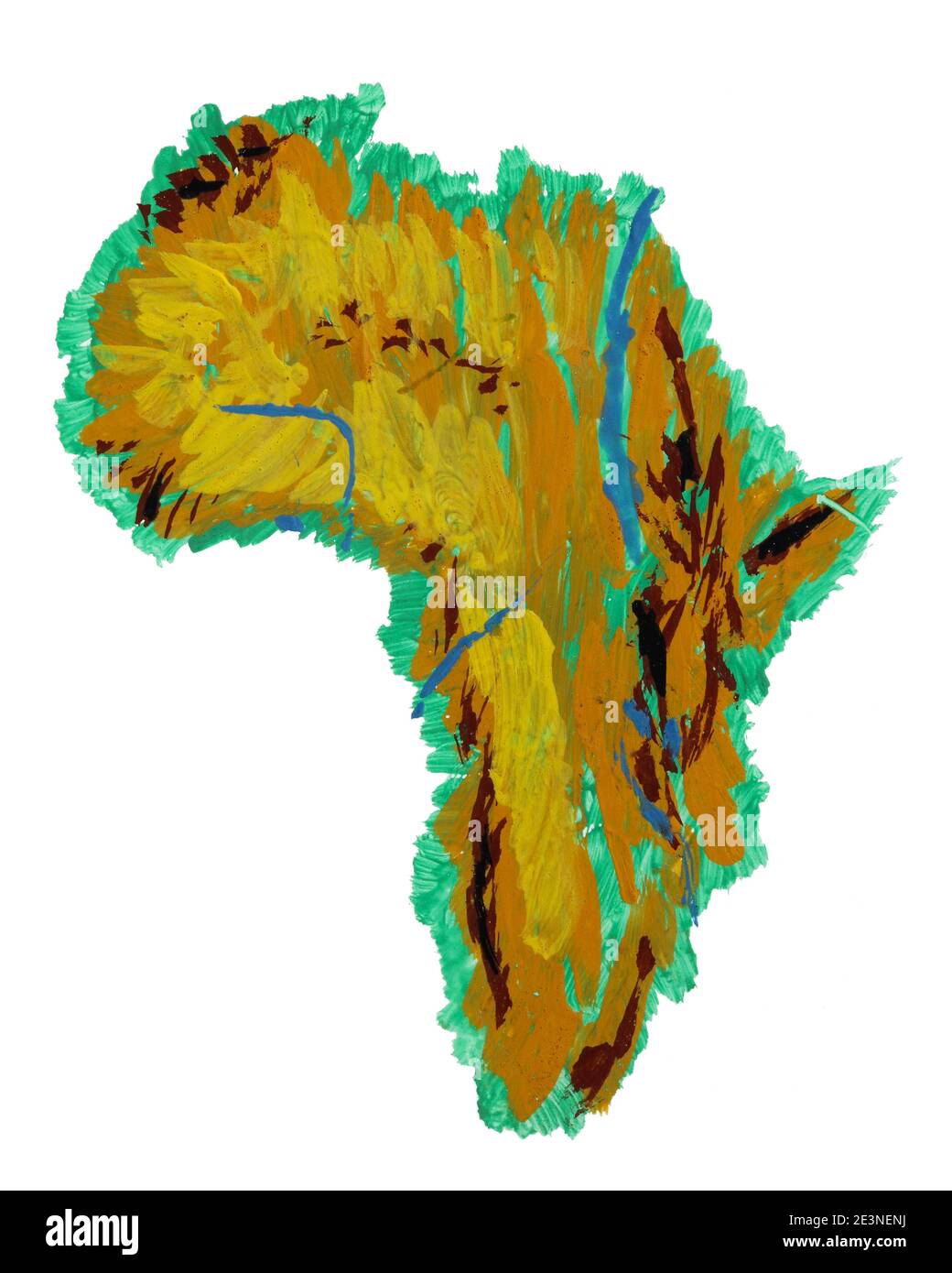 Image abstraite du continent africain peinte à la gouache. Illustration isolée Banque D'Images