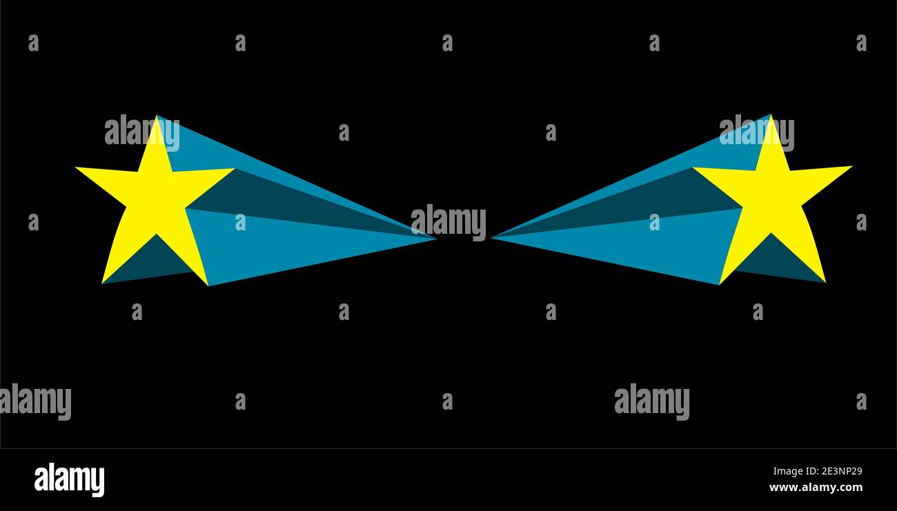 Icône représentant un vecteur étoile jaune avec un faisceau bleu en noir espace en arrière-plan Illustration de Vecteur