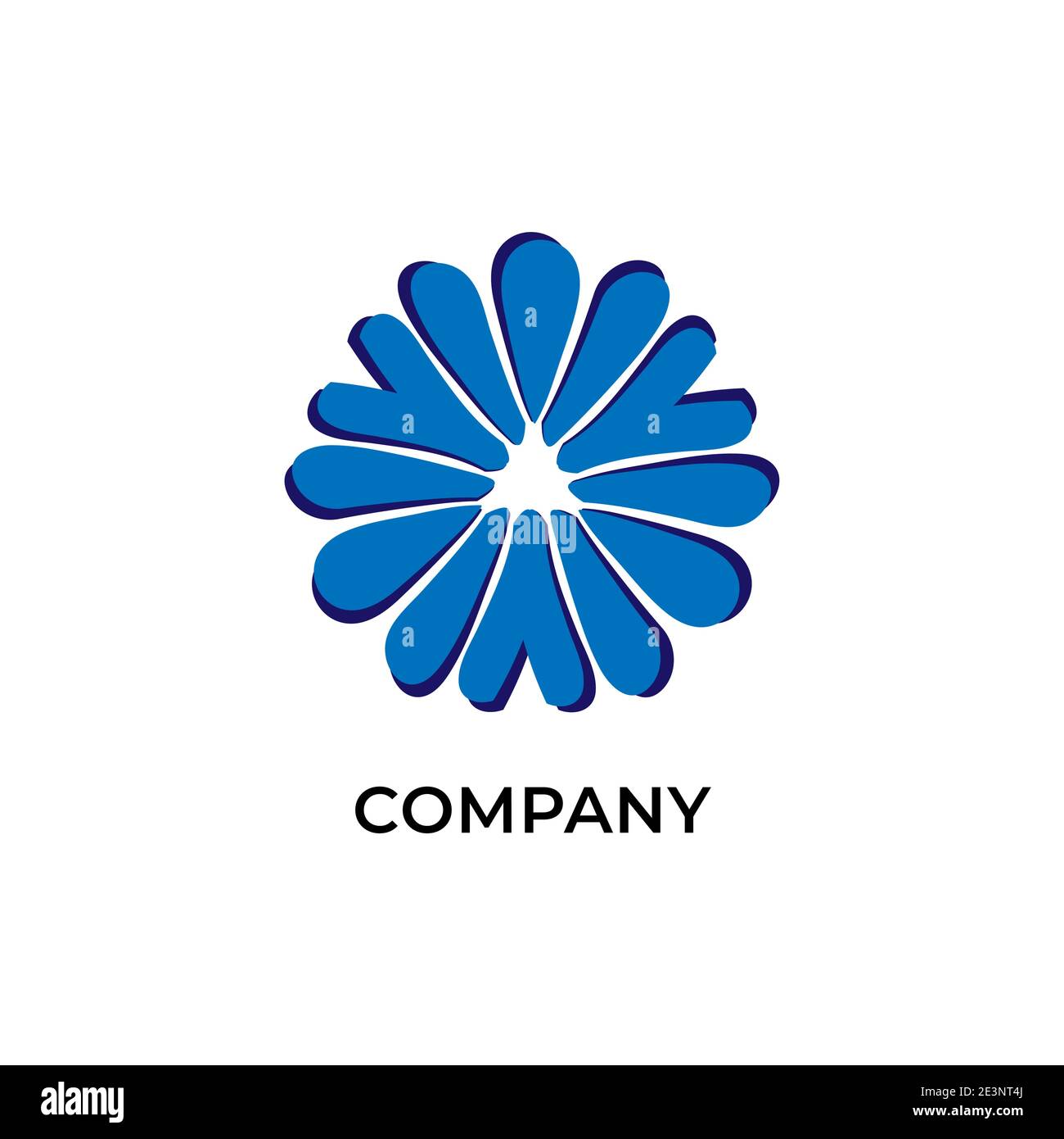 Modèle décoratif de logo vortex isolé sur fond blanc. Résumé Illustration du vecteur de fleur bleue Illustration de Vecteur