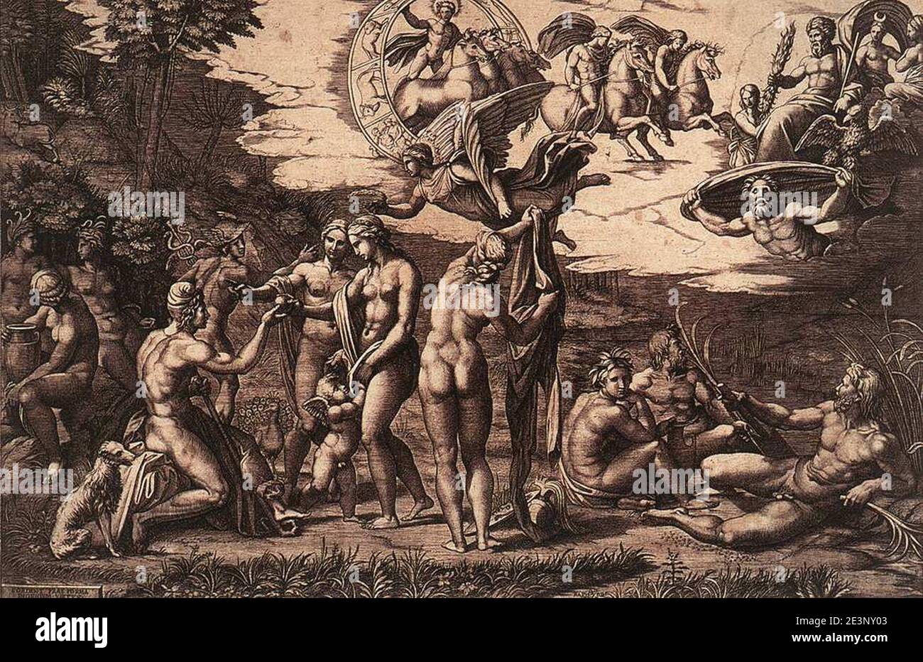 Marcantonio Raimondi - Giudizio di Paride. Banque D'Images Marcantonio Raimondi - Giudizio di Paride. Banque D'Images