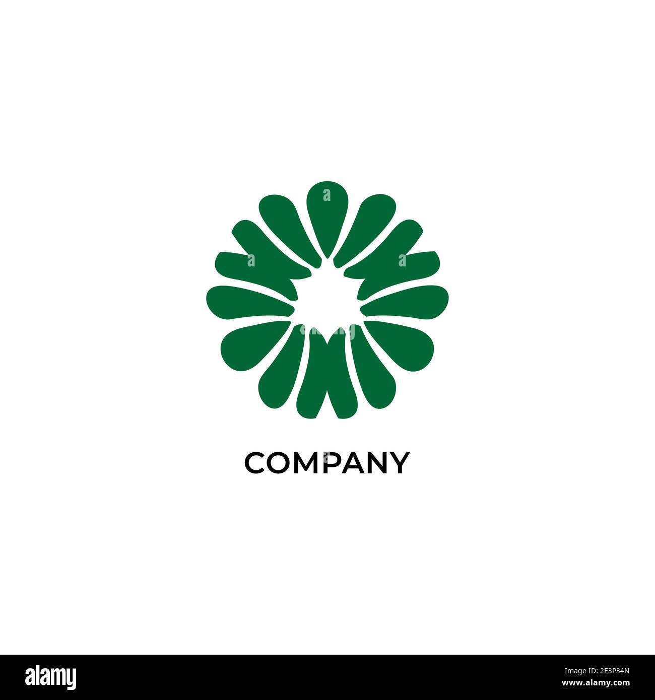 Modèle décoratif de logo vortex isolé sur fond blanc. Résumé Illustration vectorielle de fleur verte Illustration de Vecteur
