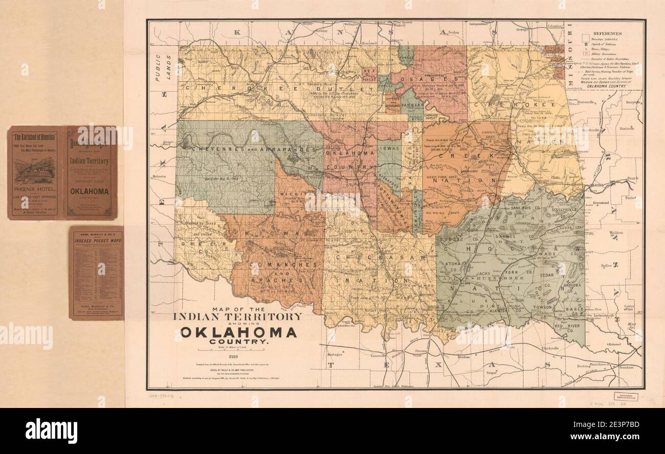Carte du territoire indien montrant le pays de l'Oklahoma Banque D'Images